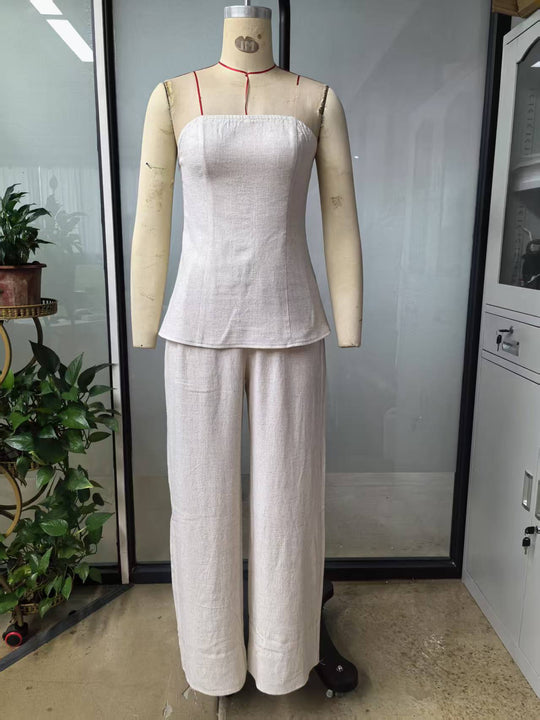Damen Cropped Oberteil und weite Hose Set R&B