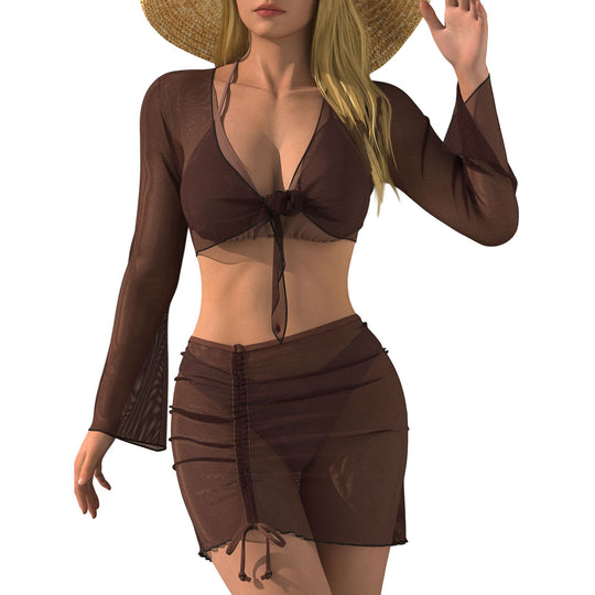 Damen Strand-Outfit mit transparenter Bluse R&B