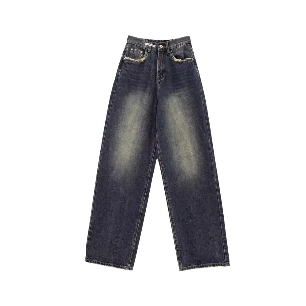 Damen weite Jeanshose mit hohem Bund R&B