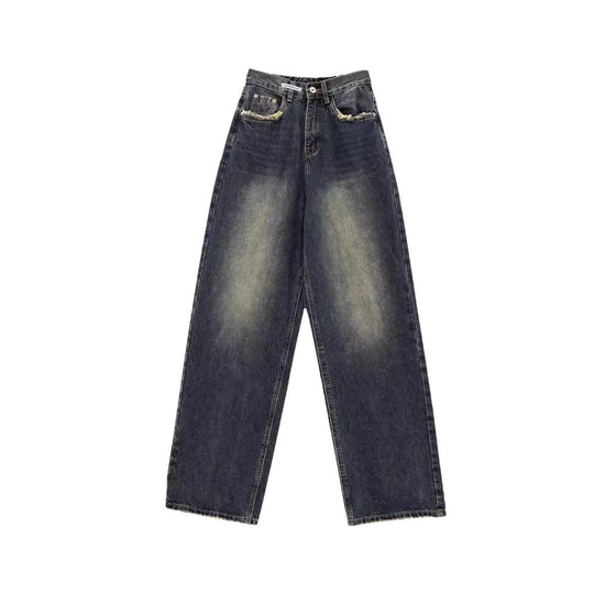 Damen weite Jeanshose mit hohem Bund R&B