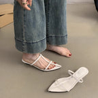 Damen elegante Slipper mit verstellbaren Riemen und spitzem Design R&B