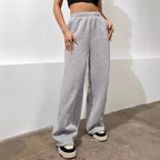 Damen Bequeme High-Waist Freizeithose mit weitem Schnitt R&B
