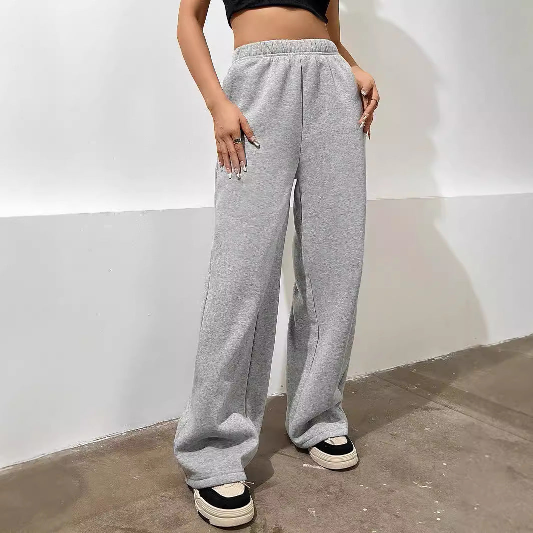 Damen Bequeme High-Waist Freizeithose mit weitem Schnitt R&B