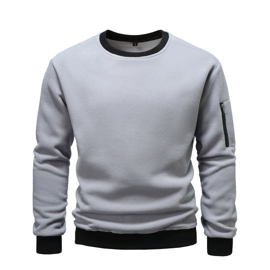 Herren kuscheliger Fleece-Pullover mit Reißverschlusstasche R&B
