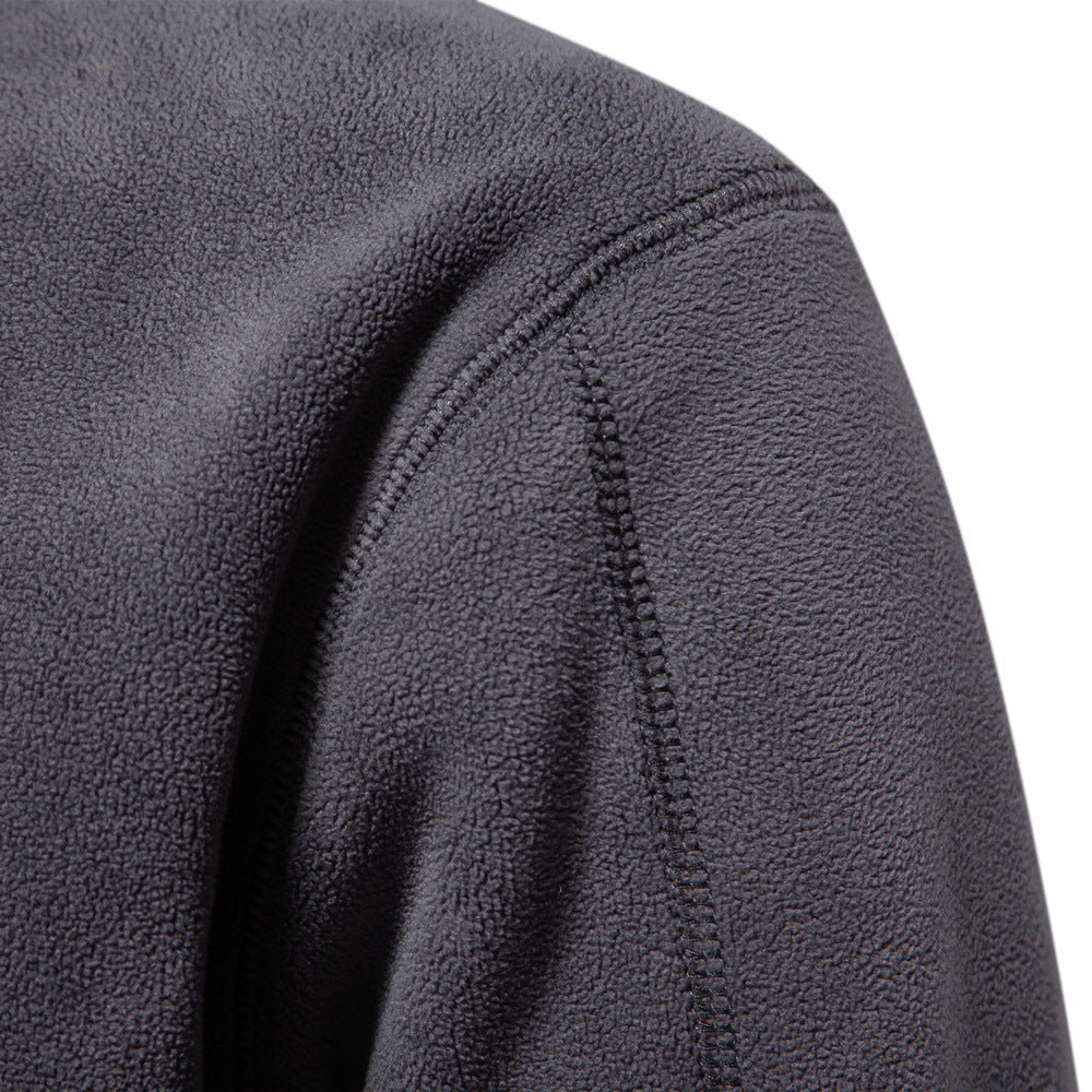 Herren nan leichter Fleece-Troyer mit Kurzreißverschluss und Stehkragen R&B