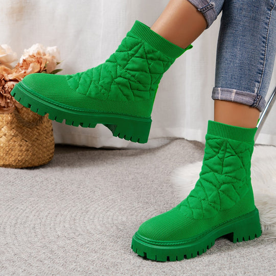 Damen Modische Stiefel mit strukturiertem Obermaterial und rutschfester Profilsohle R&B
