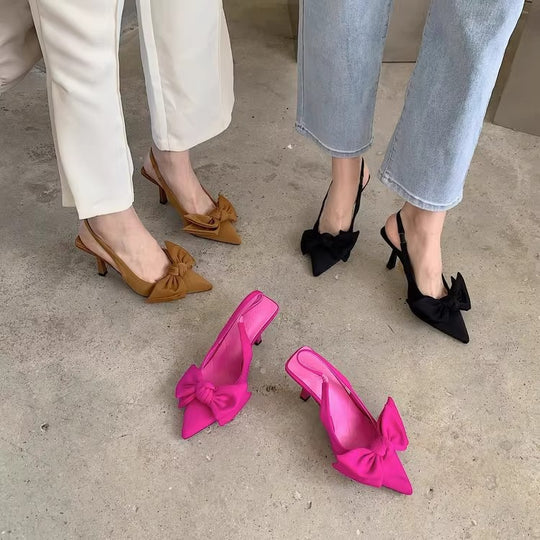 Damen Slingback Pumps mit verspieltem Schleifendesign R&B