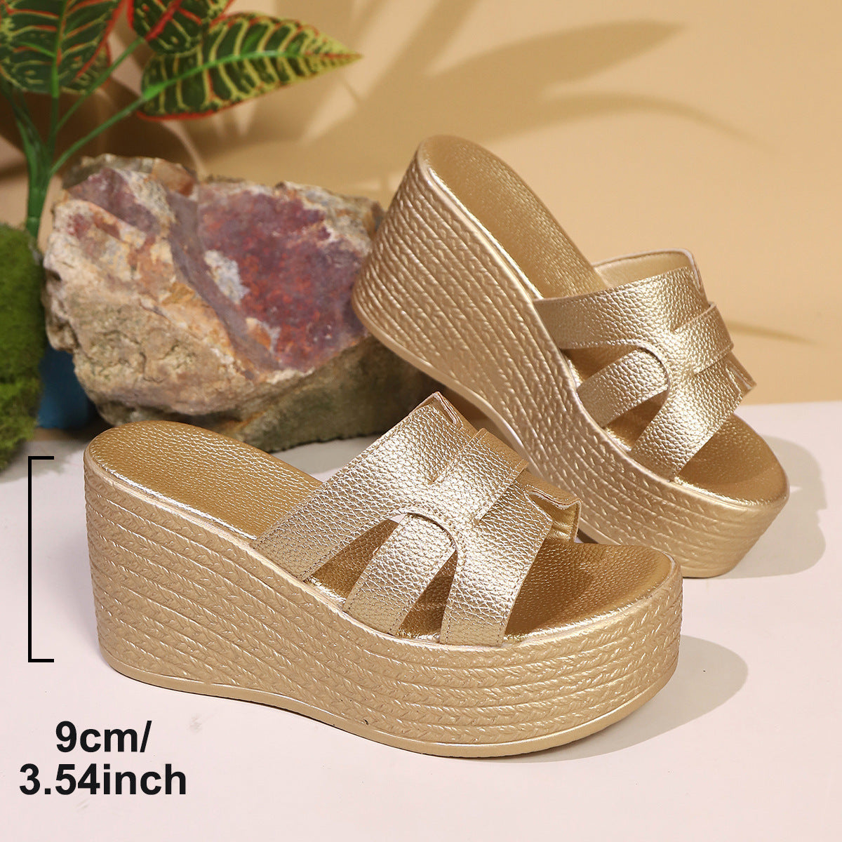 Damen Plateauschuhe mit modischen Riemen und rutschfester Sohle