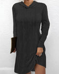 Damen Hoodie-Kleid mit strukturiertem Strickmuster und praktischen Seitentaschen R&B
