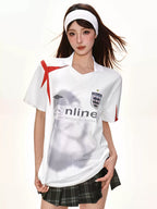 Damen nan Retro-Fußballtrikot mit Polokragen, Sublimationsdruck und lockerer Passform R&B