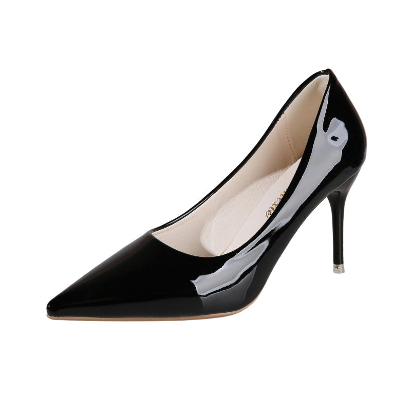 Damen elegante spitze Stiletto-Pumps mit hochglänzendem Finish R&B