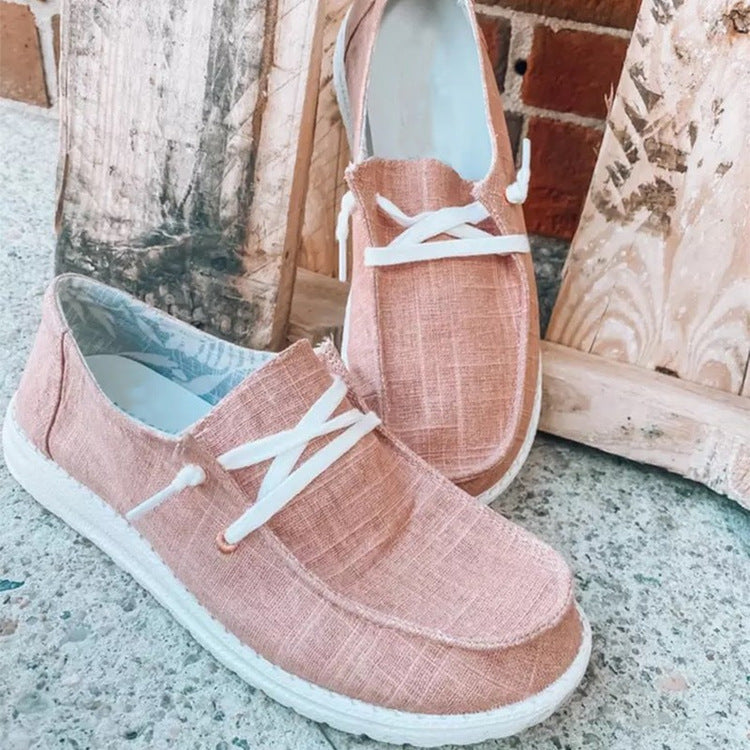 Damen nan Segeltuch-Mokassin-Sneaker mit elastischer Schnürung gepolstertem Komfortfußbett und profilierter Gummisohle R&B