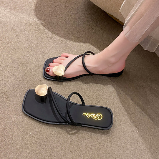 Damen stilvolle Flip-Flops mit glamourösen Herz-Applikationen R&B