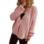 Damen lässiger Strickcardigan mit dekorativen Knopfdetails R&B