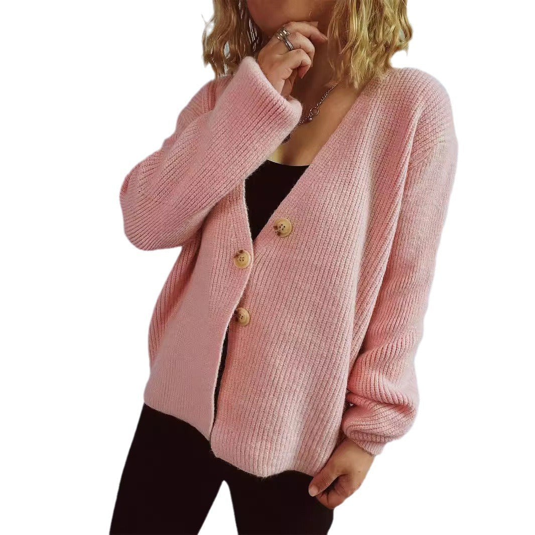 Damen lässiger Strickcardigan mit dekorativen Knopfdetails R&B