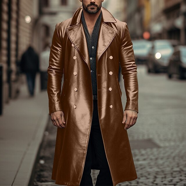 Herren Eleganter langer Trenchcoat aus hochwertigem Material R&B