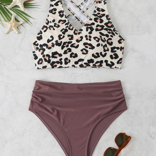 Damen Sportlicher Bikini-Set mit modischem Leo-Design R&B