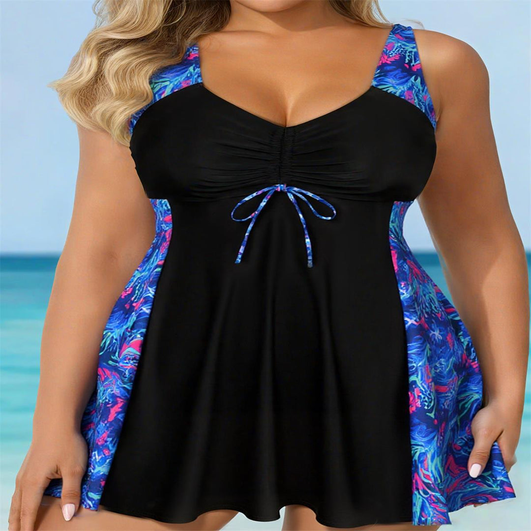 Damen Strandkleid Badeanzug mit elegantem Leopardenmuster R&B