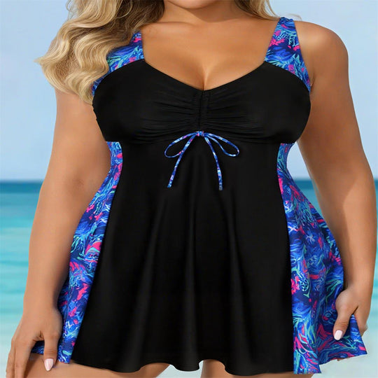 Damen Strandkleid Badeanzug mit elegantem Leopardenmuster R&B