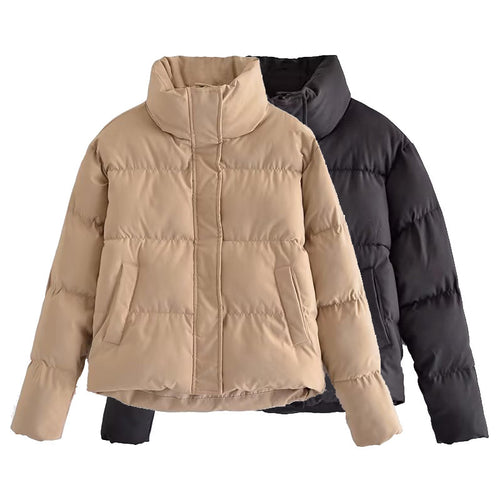 Damen gestepptes Winterjacke mit hohem Kragen und Seitentaschen R&B