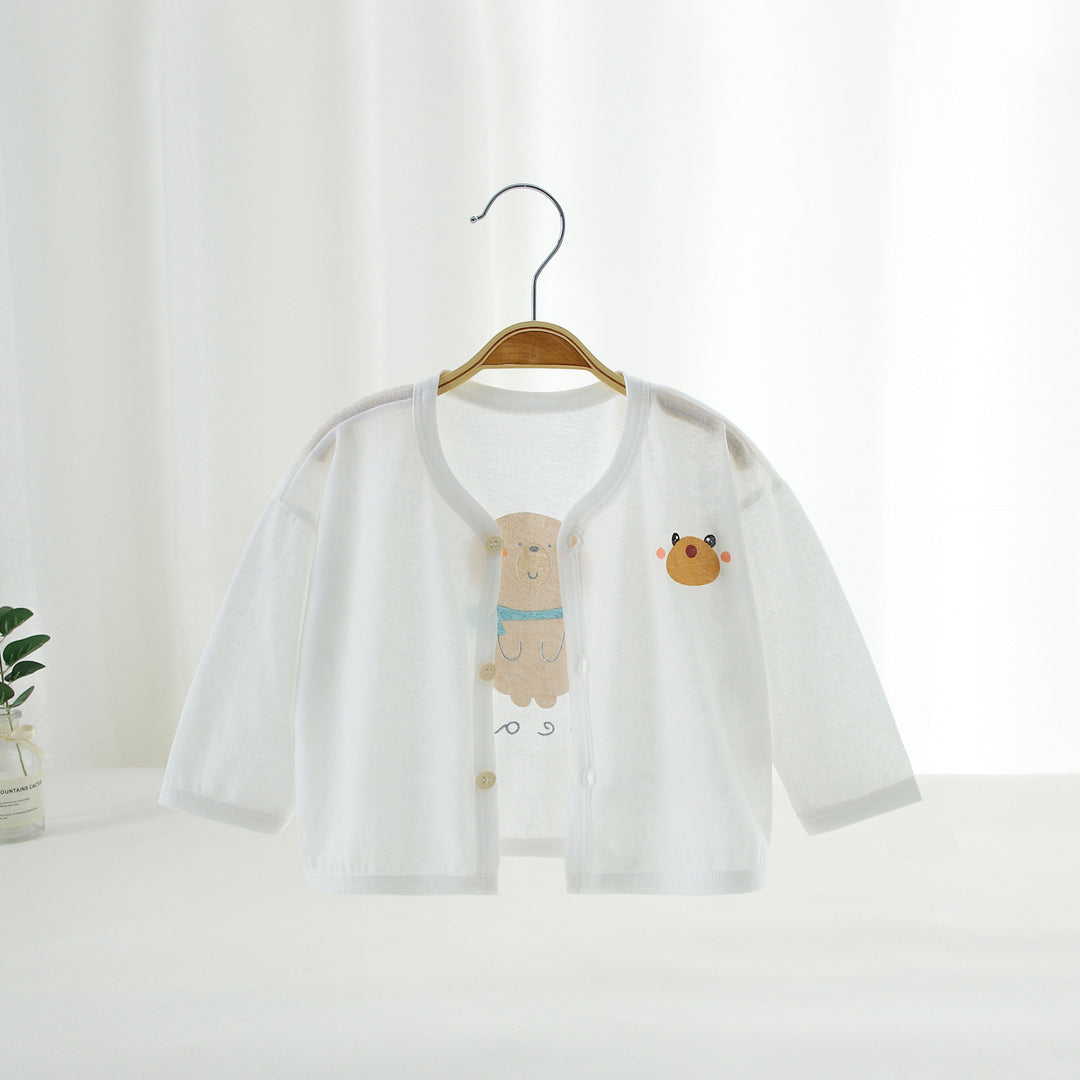 Unisex nan atmungsaktiver Baumwolle Baby Kimono Cardigan mit vorderen Druckknöpfen R&B