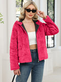 Damen Kuschelige Oversized-Fleecejacke mit Reißverschluss und Kapuze R&B