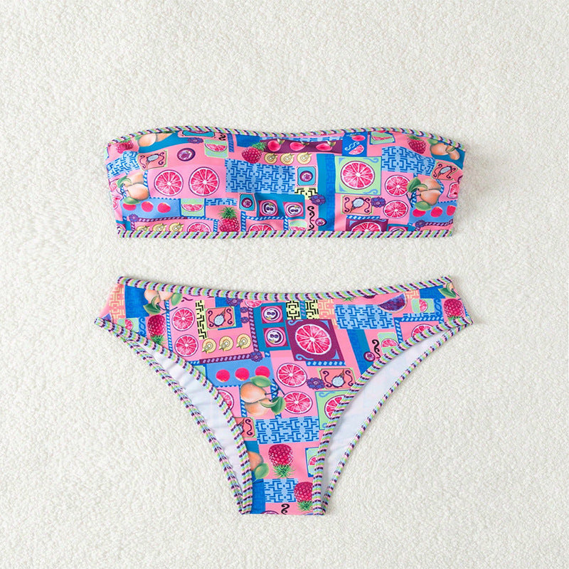 Damen Bikini-Set mit bandeau Oberteil und hohem Beinausschnitt R&B