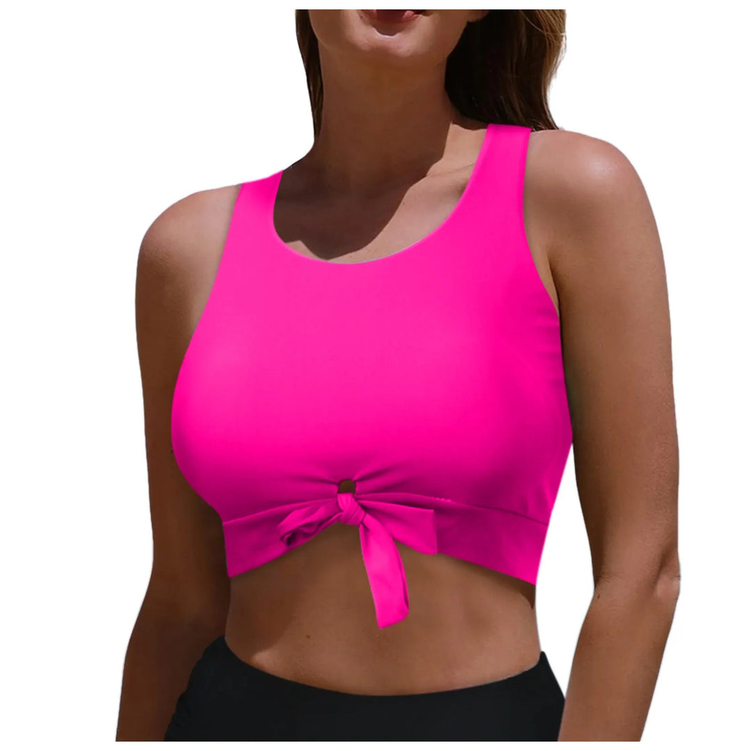 Damen Sportlicher Crop-Top mit Schlaufenbindung R&B