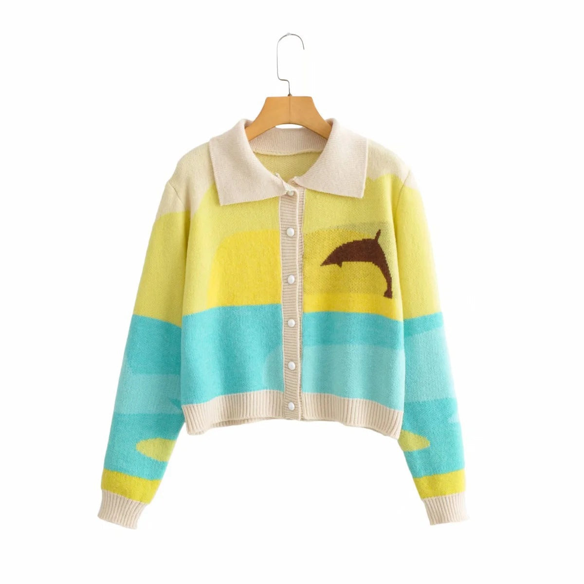Damen Strickjacke mit verspieltem Motiv und modernem Farbverlauf R&B