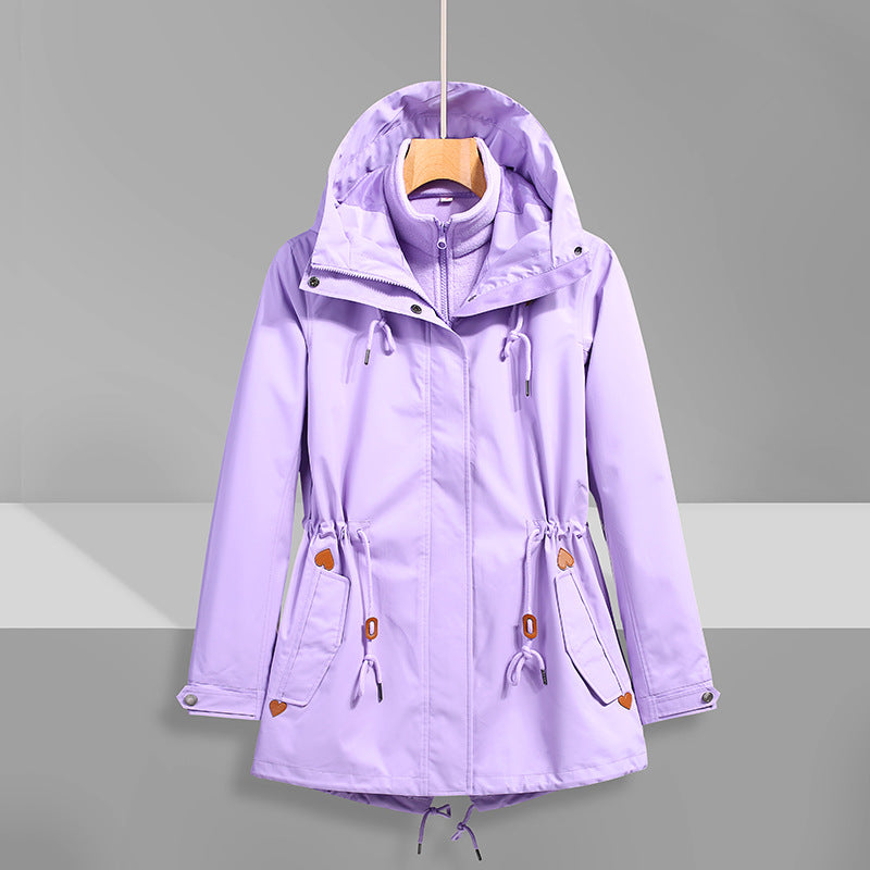 Damen wasserfeste Übergangsjacke mit verstellbarem Kapuzensystem und praktischen Taschen R&B