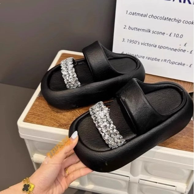 Damen modische Clogs mit eleganter Glitzerapplikation und bequemer Sohle R&B