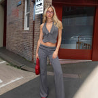 Damen elegantes Wickeloberteil mit stylischem Kragen und verspielten Details R&B