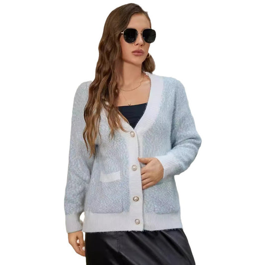 Damen oversized Strickjacke mit praktischen Taschen und stilvollen Knopfdetails R&B