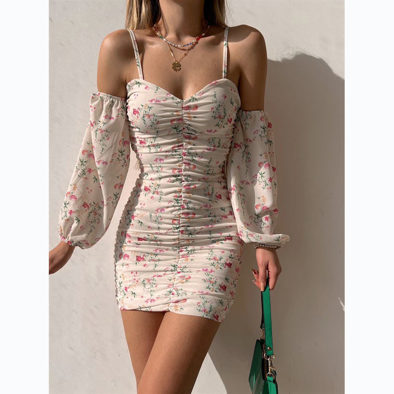 Damen Kurzarmkleid mit verspielten Rüschendetails und schulterfreiem Schnitt R&B