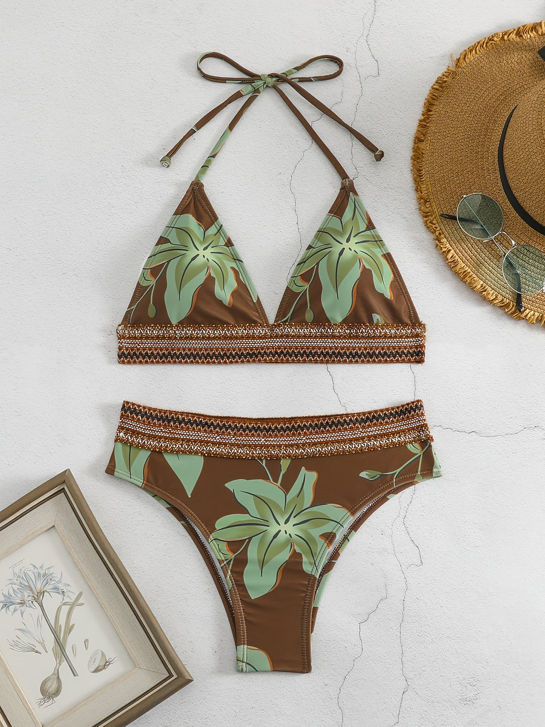 Damen Triangel-Bikini mit floralem Muster und komfortablem Tragekomfort R&B
