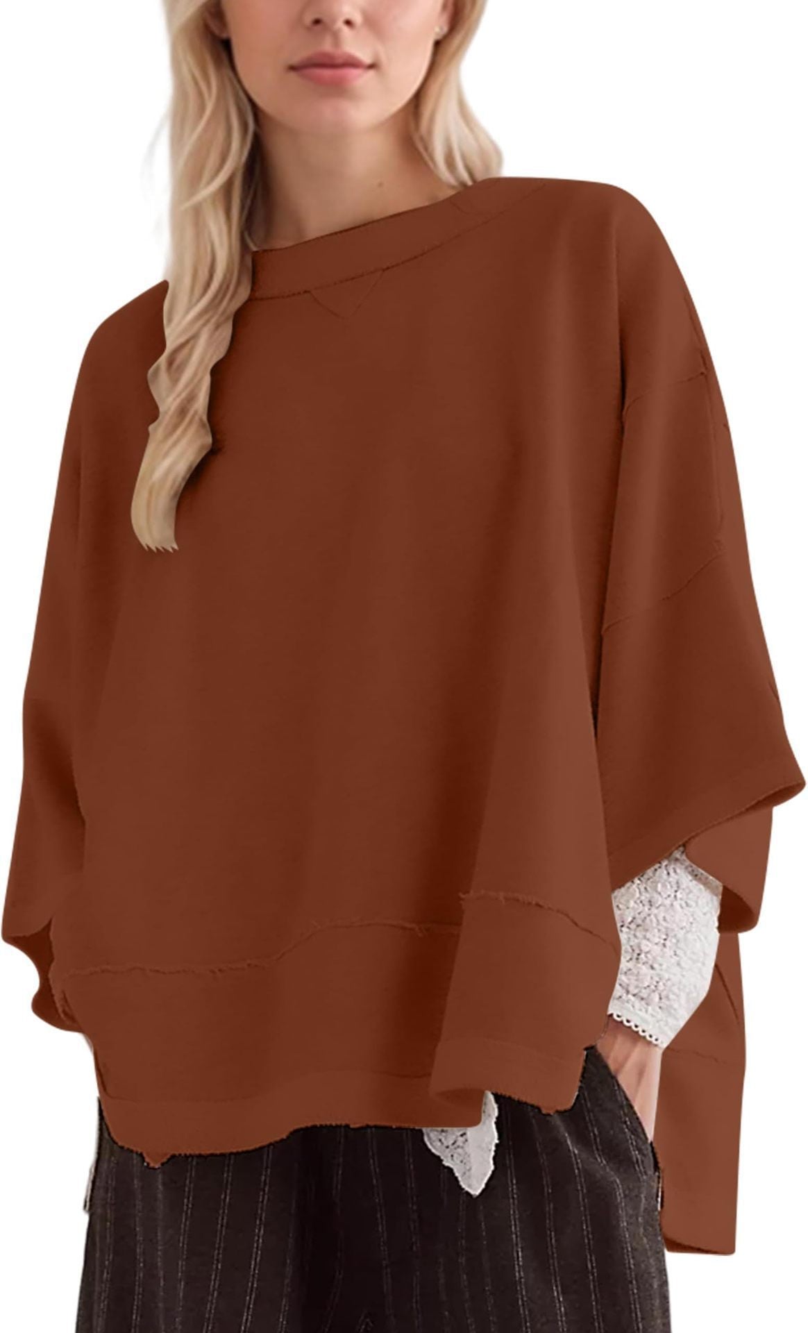 Damen oversized Sweatshirt mit fließendem Schnitt R&B