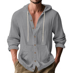 Herren Kapuzenshirt mit Knopfleiste und praktischen Taschen R&B
