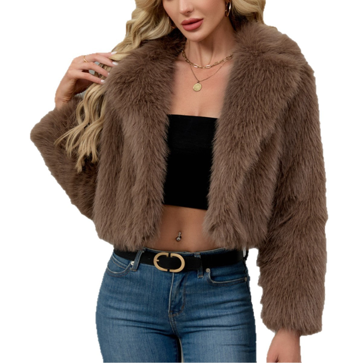 Damen Eleganter Kunstfellbolero R&B