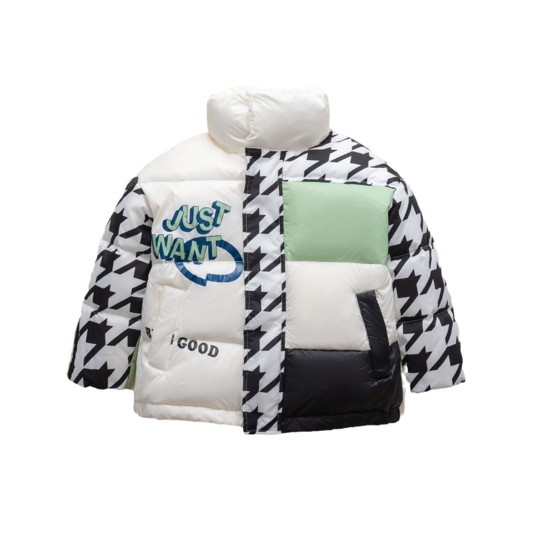 Damen Übergroße Steppjacke mit trendigem Patchwork-Design R&B