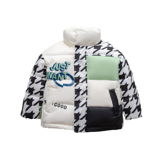 Damen Übergroße Steppjacke mit trendigem Patchwork-Design R&B