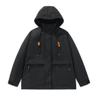 Herren funktionale Freizeitjacke mit verstellbarem Kapuzenkragen und großen Taschen R&B