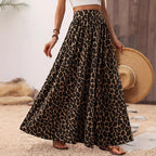 Damen Maxi-Rock mit elastischem Bund und Leopardenmuster R&B