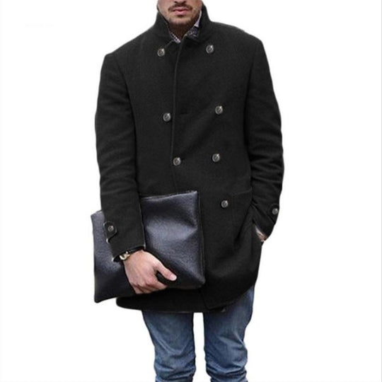 Herren eleganter Woll-Dufflecoat mit doppelter Knopfreihe und praktischen Taschen R&B