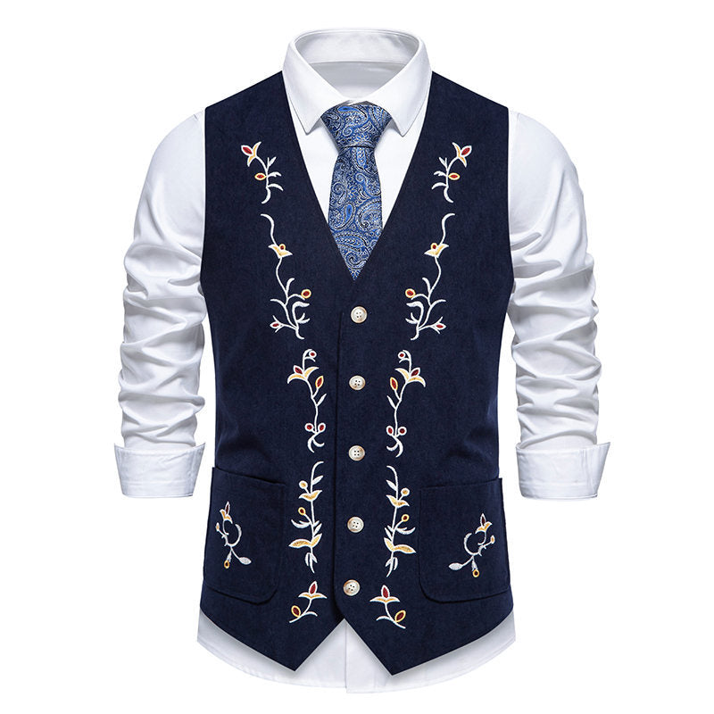 Herren elegante Weste mit floralem Design und praktischen Taschen R&B
