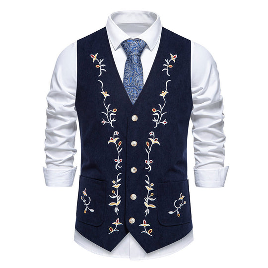 Herren elegante Weste mit floralem Design und praktischen Taschen R&B