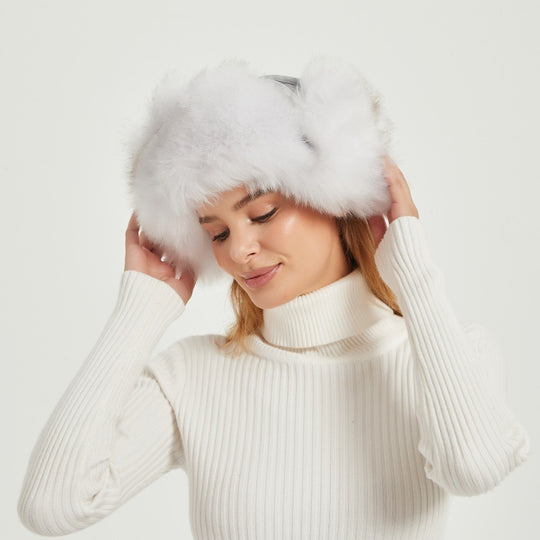 Damen Flauschige Wintermütze mit tierischen Ohren und voluminösem Design R&B