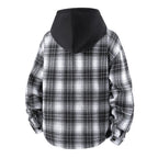 Herren lässige Hemdjacke mit gefütterter Kapuze und Karomuster R&B