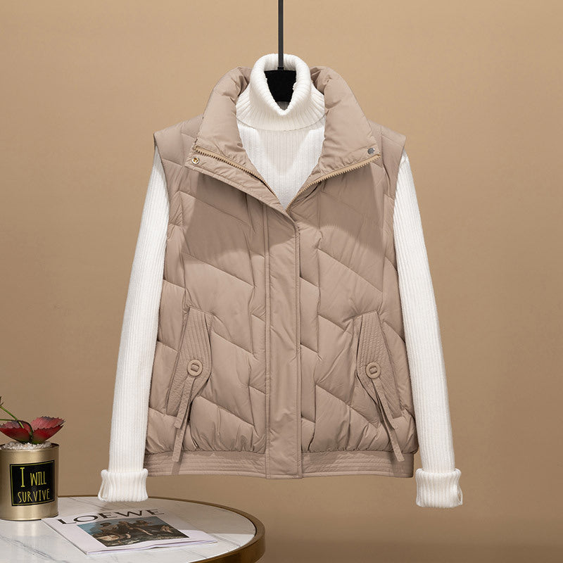 Damen Modische und funktionale Steppjacke mit hohem Kragen und Taschen R&B
