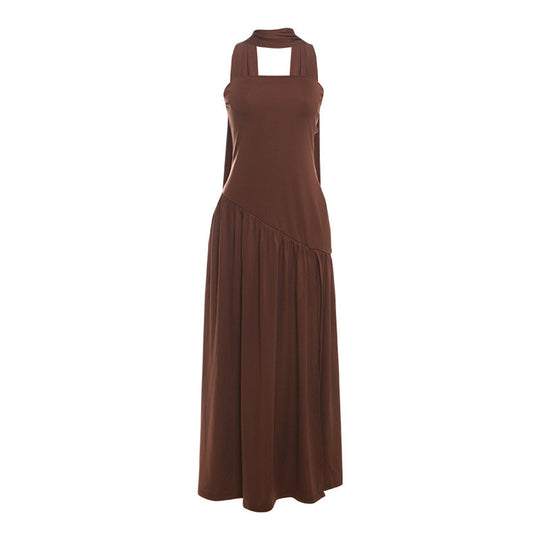 Damen Elegantes Maxikleid mit schulterfreier Silhouette und raffiniertem Schlitz R&B