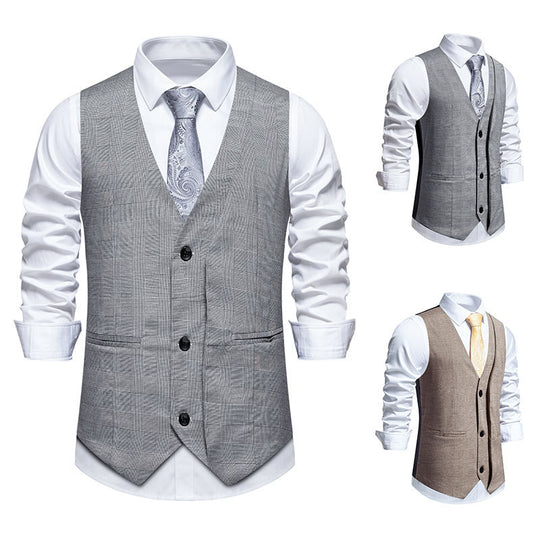 Herren elegante Anzugweste mit moderner Struktur und feinem Karomuster R&B